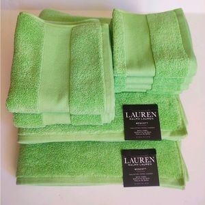 🎁8PC LAUREN Ralph Lauren Wescott Bath Towel Set - ISLND GRN - 8 Pieces